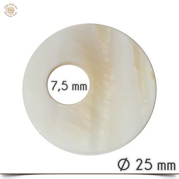 Perlmutt Scheibe Weiß Asymmetrisch 25mm