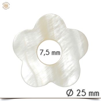 Perlmutt Scheibe Blüte Weiß 25 mm