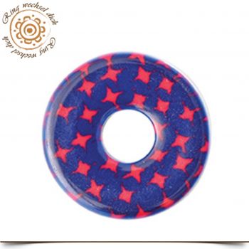 Große Wechselringscheibe mit Sternen Blau Pink 2,5 cm