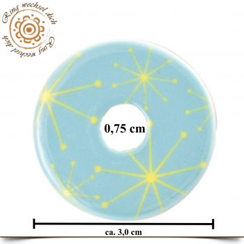 Große Wechselringscheibe mit Sternen Türkise 3,0 cm