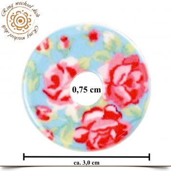 Große Wechselringscheibe mit Rosen Bunt 3,0 cm