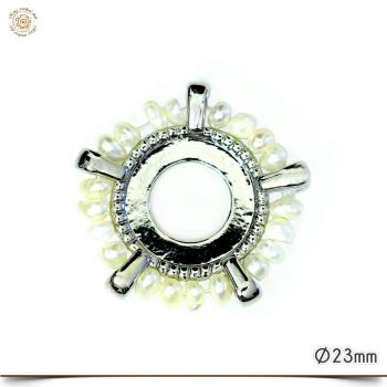 Scheibe Silber Perlenkranz aus echten Perlen 2,3 cm