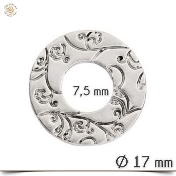 Edelstahlscheibe Ornament klein Silber rund 1,7 cm