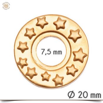 Scheibe Rund Gold mit Sternen - 20mm - UVP 5,00 €