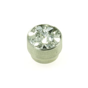 Aufsatz Edelstahl mit Strass Weiß 9 mm