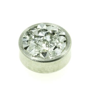 Aufsatz Edelstahl mit Strass Weiß 13 mm