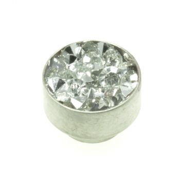 Aufsatz Edelstahl mit Strass Weiß 11 mm