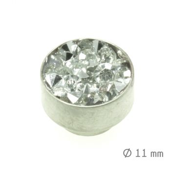 Aufsatz Edelstahl mit Strass Weiß 11 mm