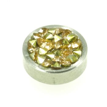 Aufsatz Edelstahl mit Strass Braun-Gold 13 mm