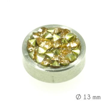 Aufsatz Edelstahl mit Strass Braun-Gold 13 mm