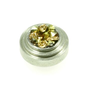 Aufsatz Edelstahl mit Strass Braun-Gold 13 mm