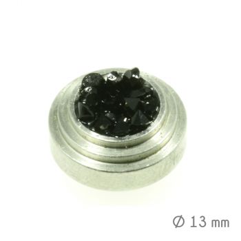 Aufsatz Edelstahl mit Strass Schwarz 13 mm