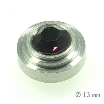 Aufsatz aus Edelstahl mit Zirkonia Dunkel Violett 1,3 cm