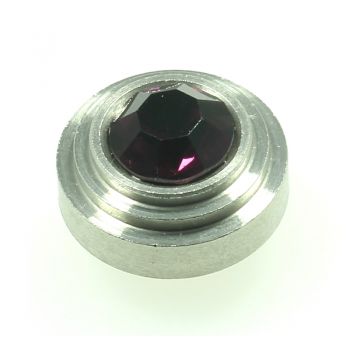 Aufsatz aus Edelstahl mit Zirkonia Dunkel Violett 1,3 cm