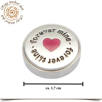 Wechselschmuck Aufsatz silber mit Herz und Schrift 1,7 cm