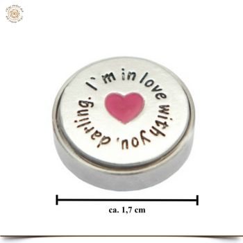 Wechselschmuck Aufsatz silber mit Herz und Schrift 2 - 1,7 cm