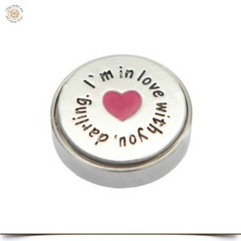 Wechselschmuck Aufsatz silber mit Herz und Schrift 2 - 1,7 cm