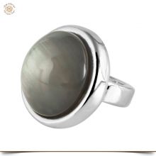 Bead Silber mit Glass grau für Rundlederbänd V19