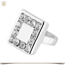 Bead Silber mit Strass eckig für Rundlederbänd V23